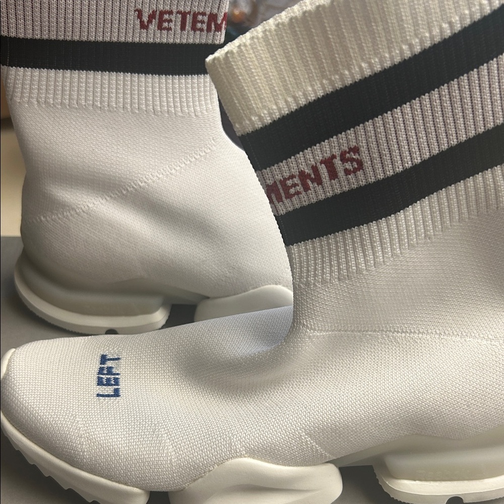 Vetements White Sock Sneakers with Black and Red Details Size 40